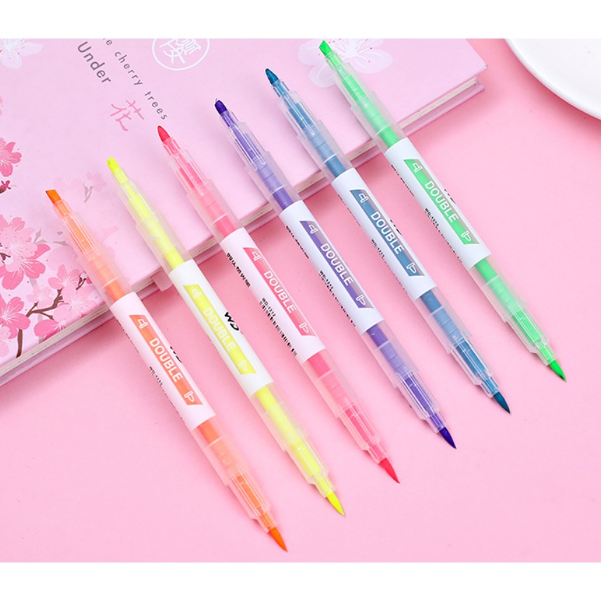 

MS044 1 Set Stabilo Warna Warni Warni/Highlighter Pastel Double Tip 6 Colors Set