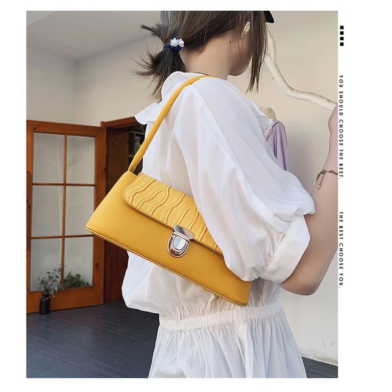 TAS WANITA 3031 -  TAS RETRO  CROCO  VINTAGE  SHOULDER BAG WANITA IMPORT TASBATAMRZ - C