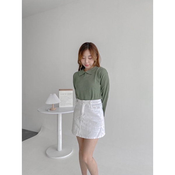 Laura Polo Knit Crop - Aeris - Atasan Rajut - Blouse Polo - Atasan Wanita