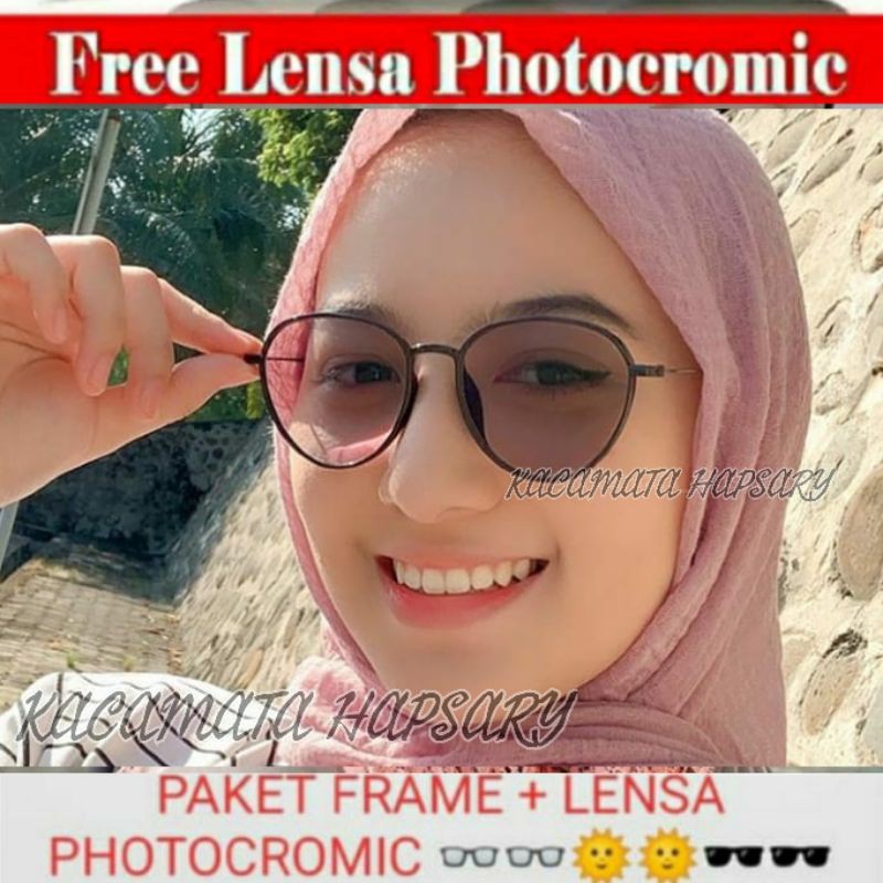 PAKET FRAME + LENSA PHOTOCROMIC | KACAMATA WANITA | KACAMATA MINUS | KACA MATA ANTI RADIASI | 2190