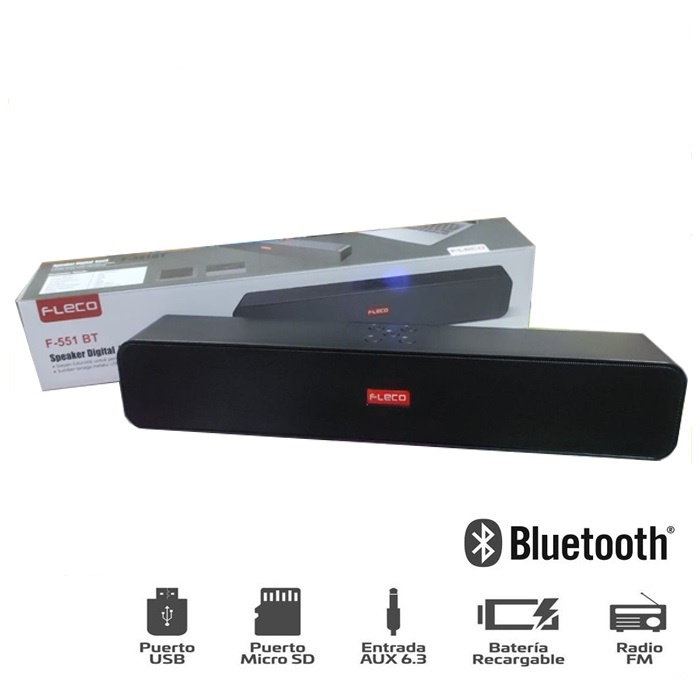 Speaker Digital Portable Komputer Fleco F-551BT / Soundbar Panjang Hitam Elegan / Original / bisa bl