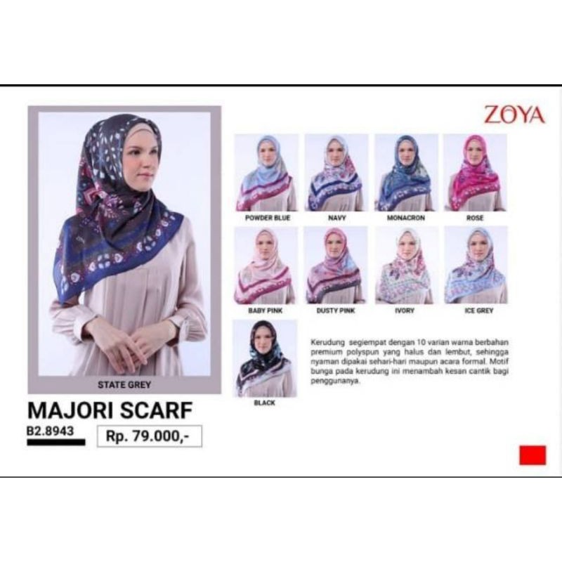 Zoya Hijab Kerudung Segi Empat Majori Scarf