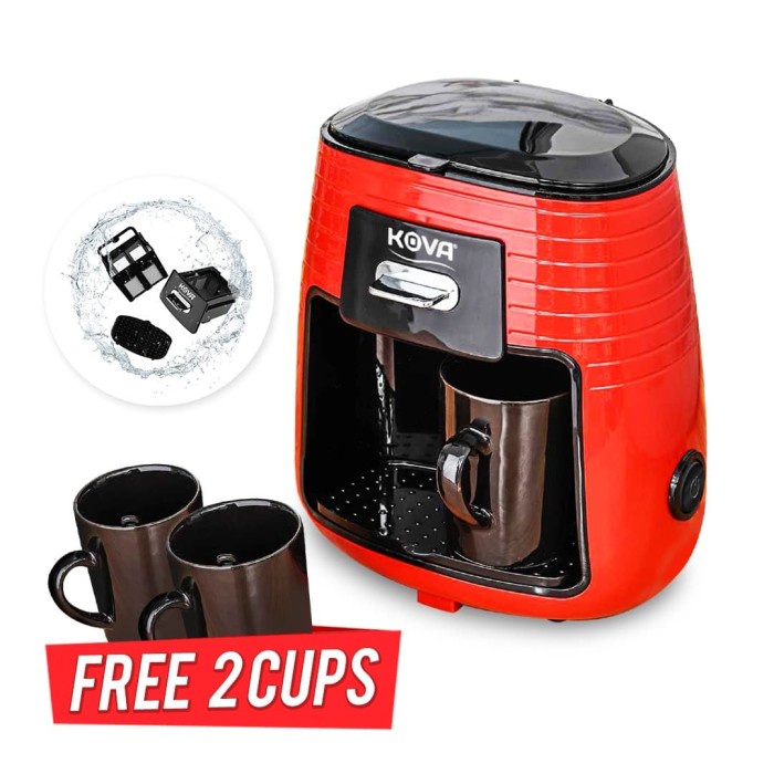 kahve | Kova Mesin Kopi Listrik Drip Coffee Maker with Ceramic Cups