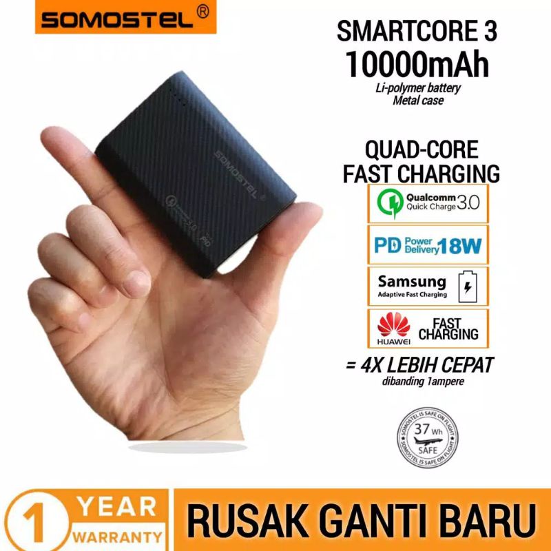 Powerbank Somostel Smartcore 3 10000mAh Qualcomm Quick Charge 3.0