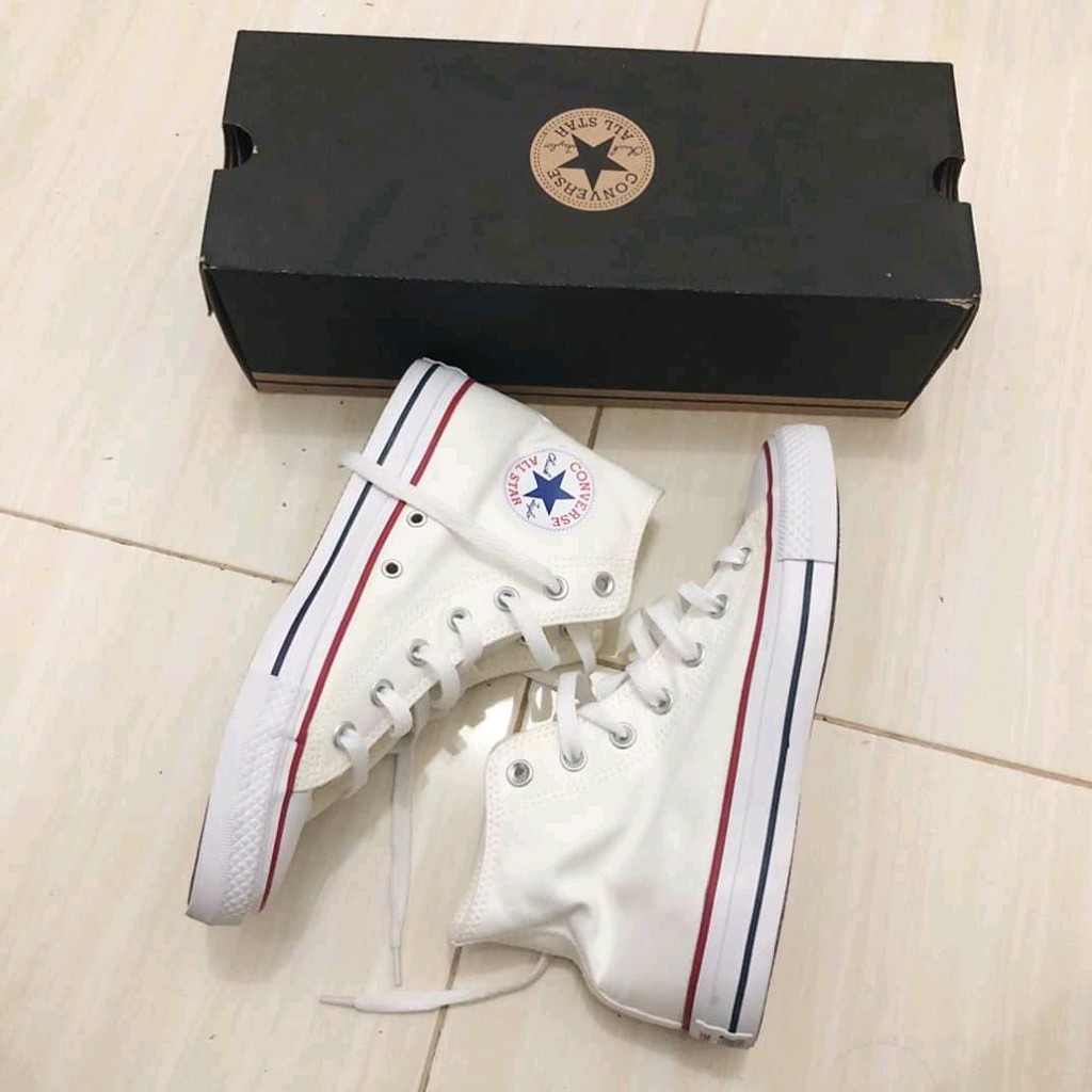 Sepatu Sneakers Converse All Star White High Boot Putih Sepatu Pria Wanita Premium Cewek Cowok
