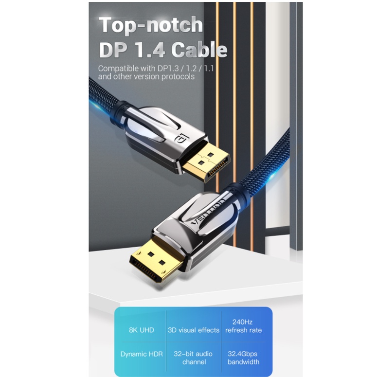 Vention Kabel DisplayPort DP 1.4 Male to Male 4K 8K HDR 2M 3M