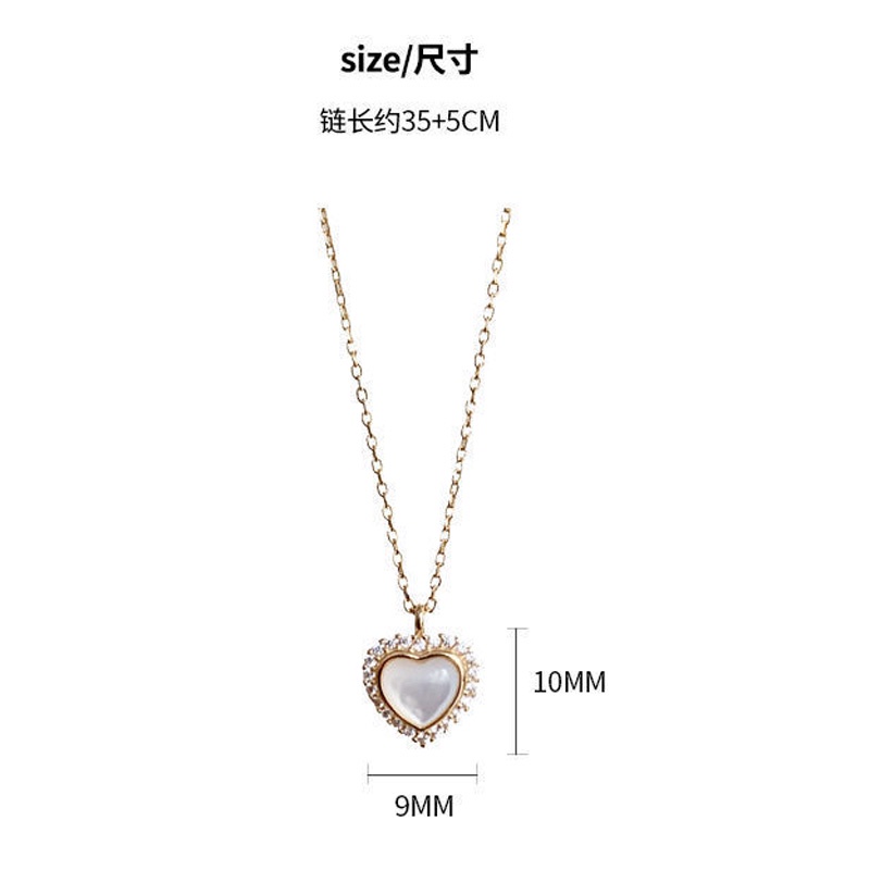 Kalung Rantai Klavikula Liontin Opal Bentuk Hati Aksen Kristal Zircon Warna Emas Untuk Wanita