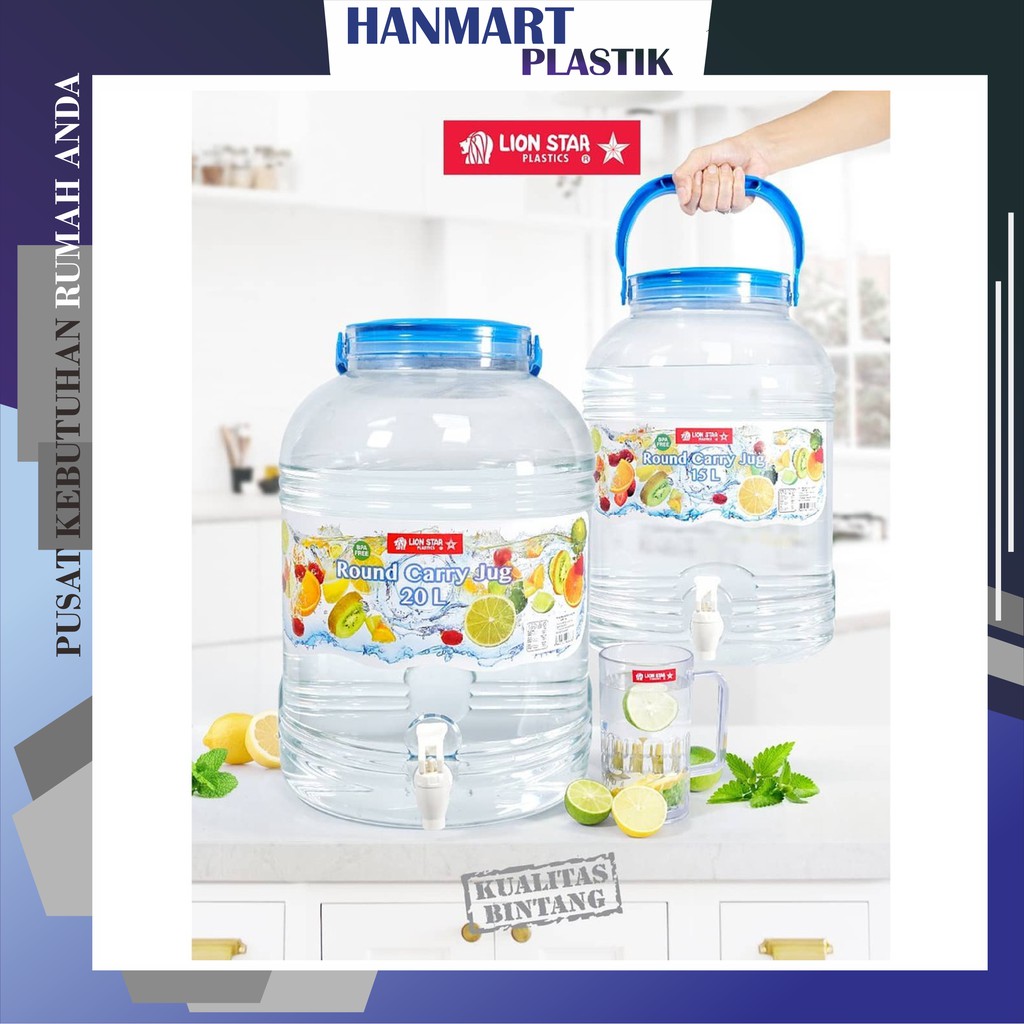 Round Carry Jug 20Liter D-48 Lion Star Jumbo Cooler Tempat Minum Dispenser Air Panas Drink Jar Murah