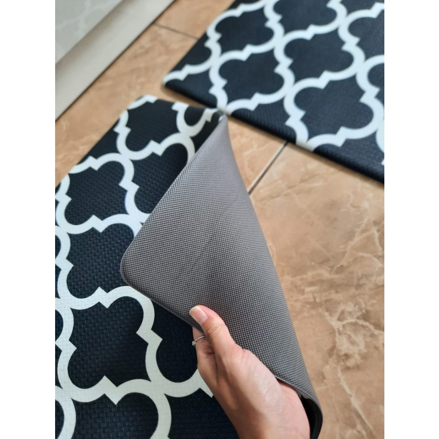 Exclusive Kitchen Mat 2 in 1 Keset Dapur Anti Slip Minimalist Black-3