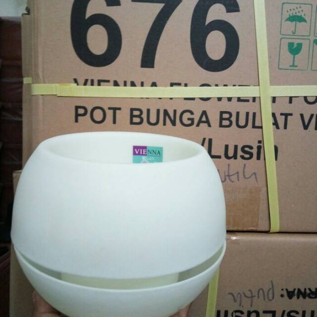 POT  SELF WATERING VIENNA BULAT 676 PUTIH POT TANAMAN BUNGA/HIDROPONIK