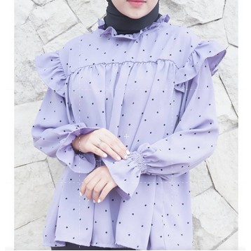 NAYA POLKA TOP / blouse wanita kekinian / atasan wanita termurah-lilac