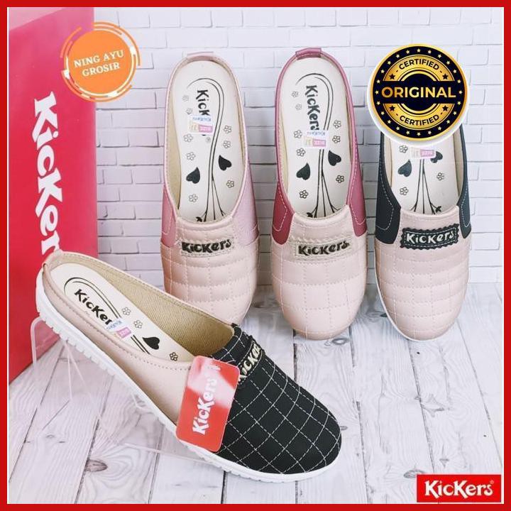 Sepatu sandal slop kickers wanita - sendal selop kickers kotak
