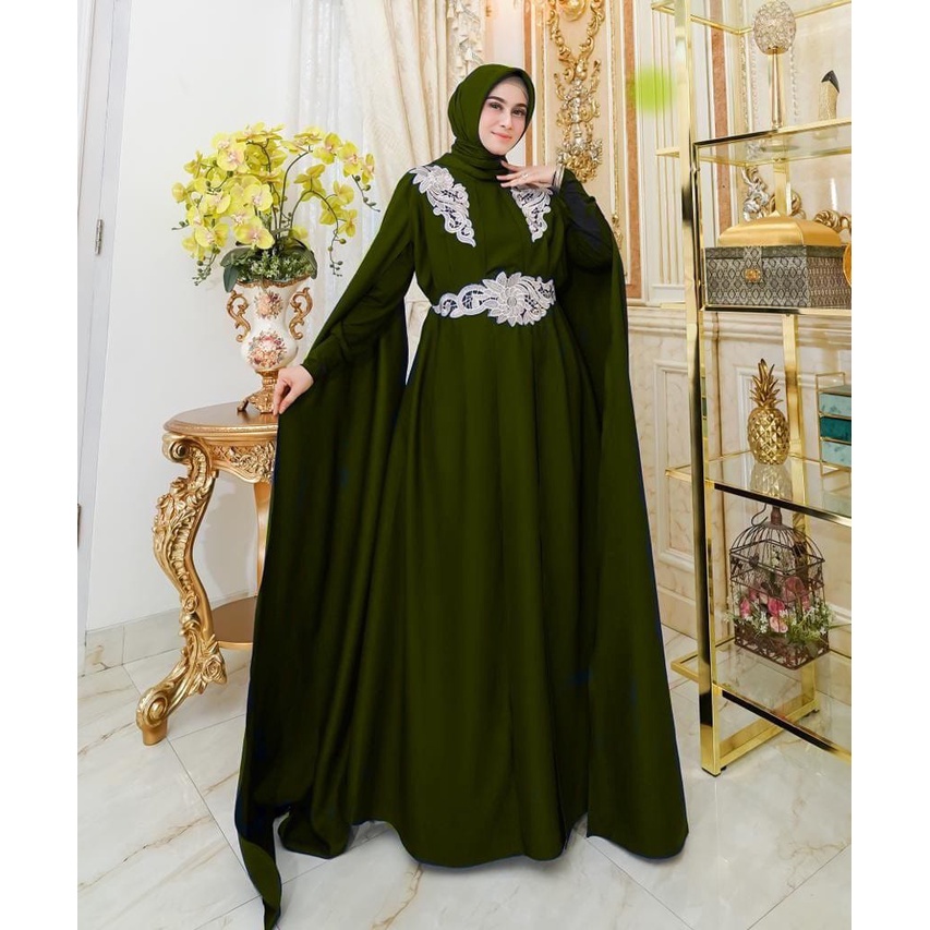 HOPYLOVY - Maxi Dress Gamis Wanita Terbaru Dress Mix Bordir Almeera