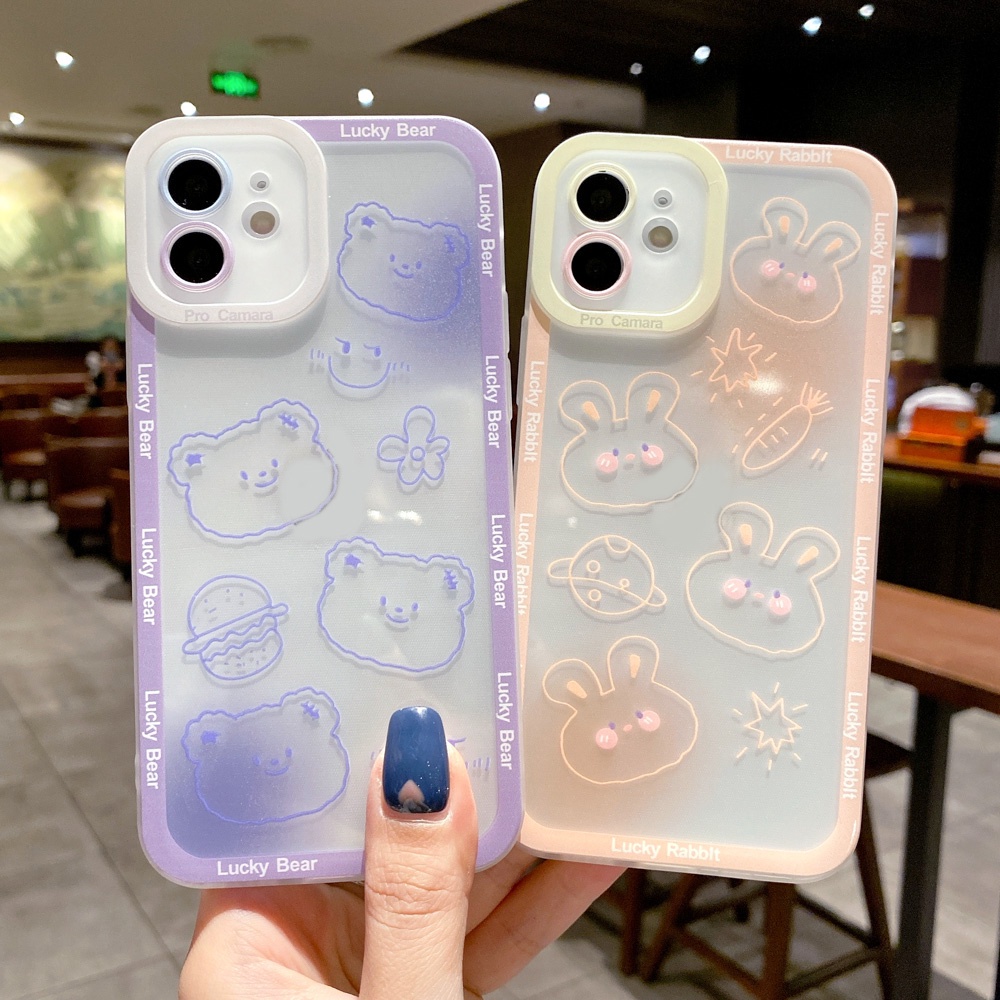 Soft Case TPU Shockproof Motif Kartun Beruang Untuk iPhone 13 Pro Max 11 12 Pro X XS Max 7 8 Plus SE 2020