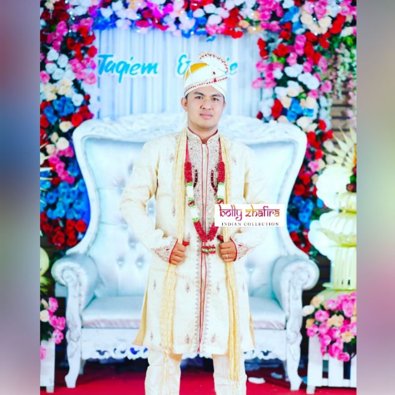 KURTA INDIA Dewasa Pria 1 SET TOPI Pengantin India