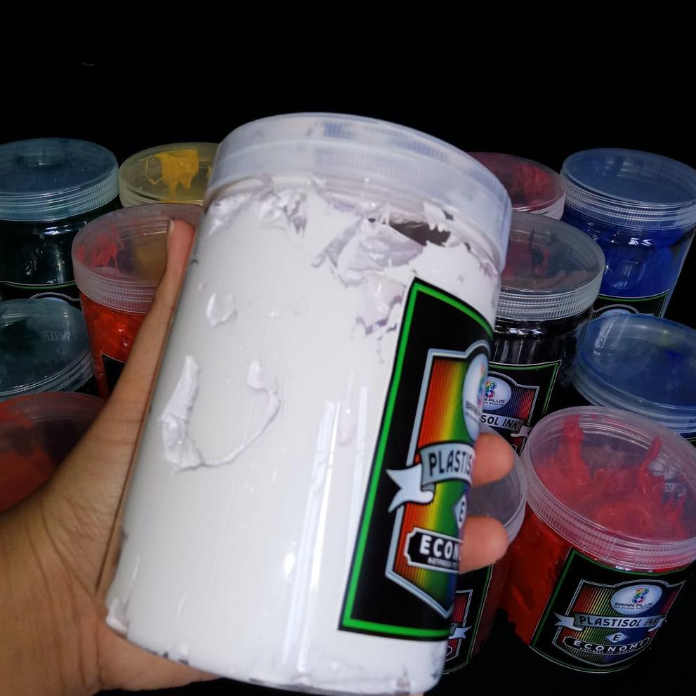 

A9W Tinta Sablon PLASTISOL ECONOMY Brain Plus PUTIH 1kg➪Σ (Model Baru)Harga murah ➪