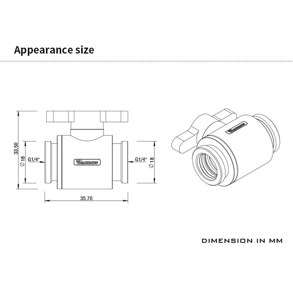 BARROW TTQFS-V1 G1/4 Mini Valve With Brass Plated Handle - White