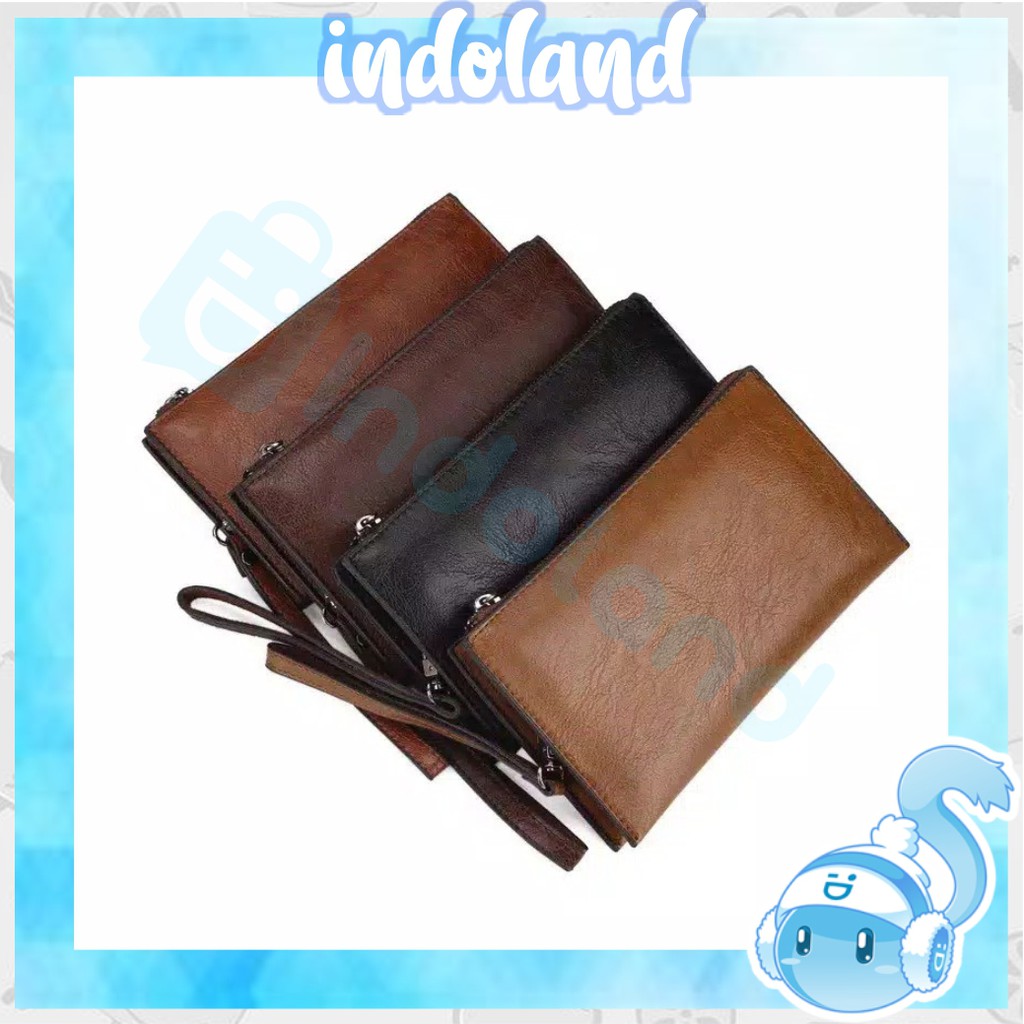 ☀ INDOLAND ☀ D008 Dompet Kulit Pria Wanita Panjang Keren Kado Grosir Import Murah COD