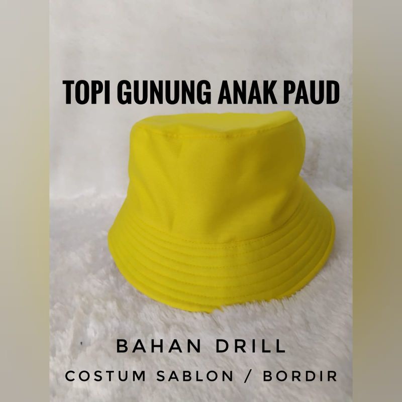 Topi Bucket/Topi Bundar Anak Polos dan Custom Logo Aneka Warna