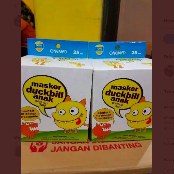 Masker Duckbill Anak Onemed Cartoon Medis Duckbill Srawberry Duckbill Cartoon