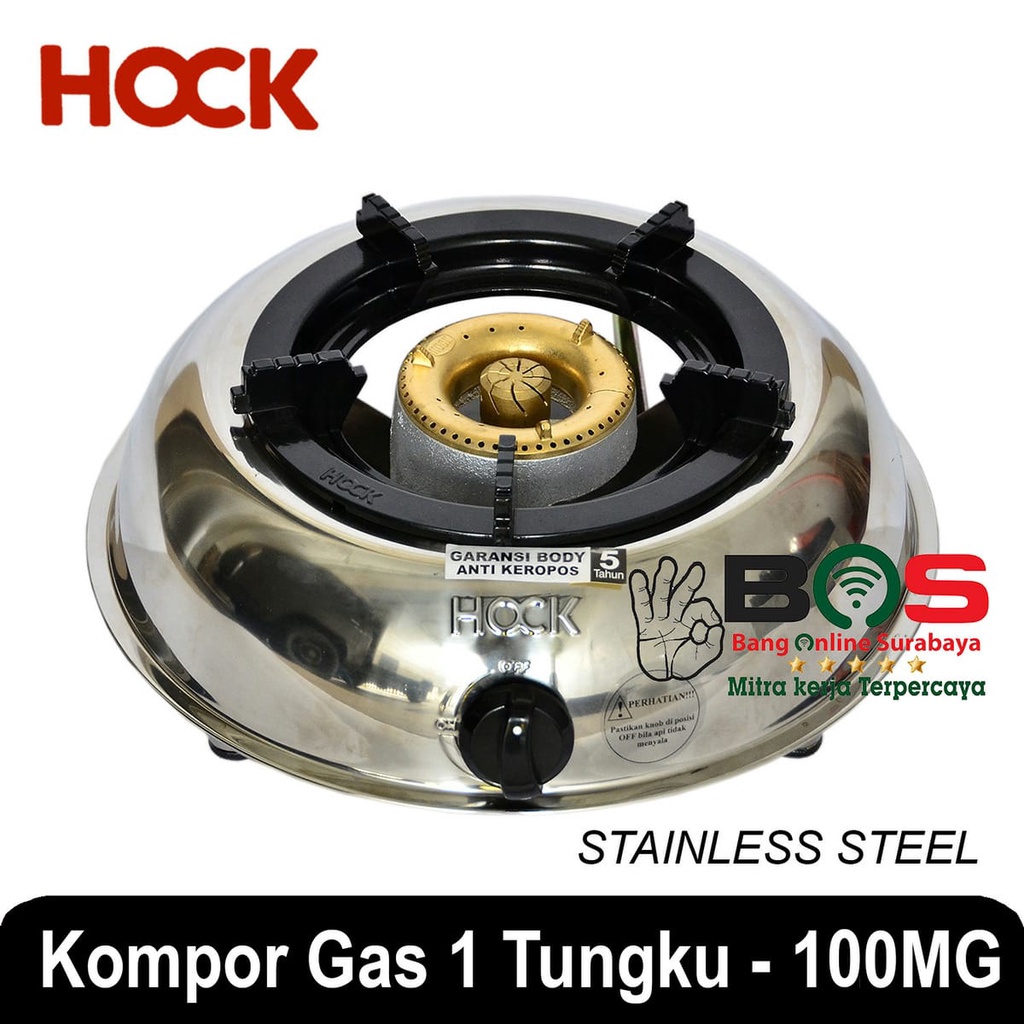 Kompor Gas LPG Hock 1 Tungku Stainless Steel Mutiara Gold 100 MG 100MG