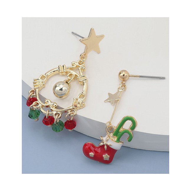 LRC Anting Natal Fashion Christmas Cane Bells Christmas Series Dripping Cane Bell Tassel P60244