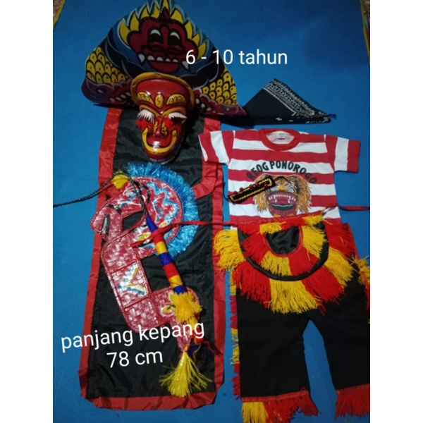 PAKET LENGKAP,Murah(Setelan reog+1 embyong,barongan spon kemul panjang,kepang,pecut tanggung,gelang kaki,udeng)