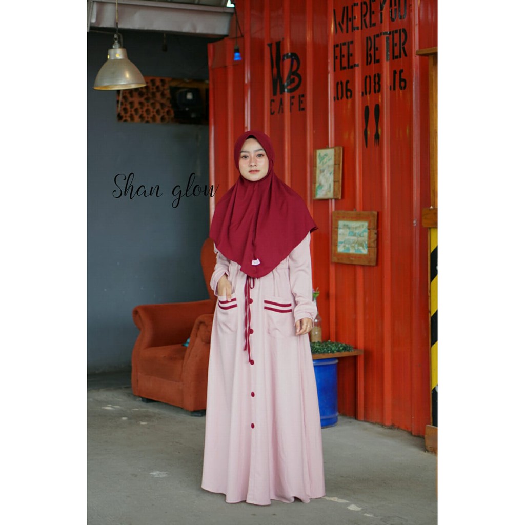 Gamis remaja casual syari Itycrepe set bergo maryam GLADIS by Shan glow jilbab hijab hijaber ootd