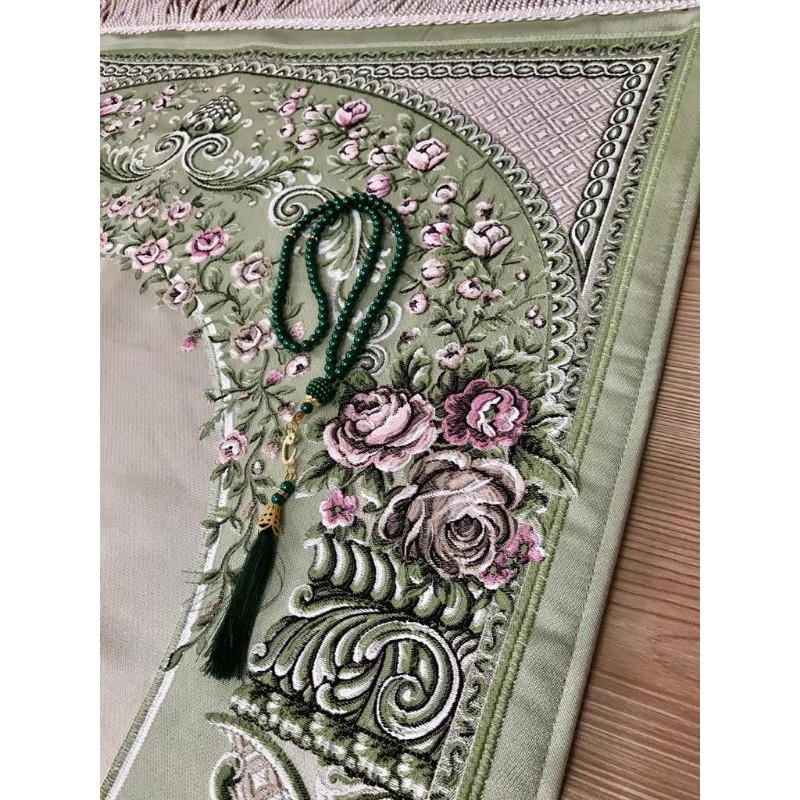 SAJADAH TURKI - LUXURY OTTOMAN IPEK (GREEN CENNET KAPISI)