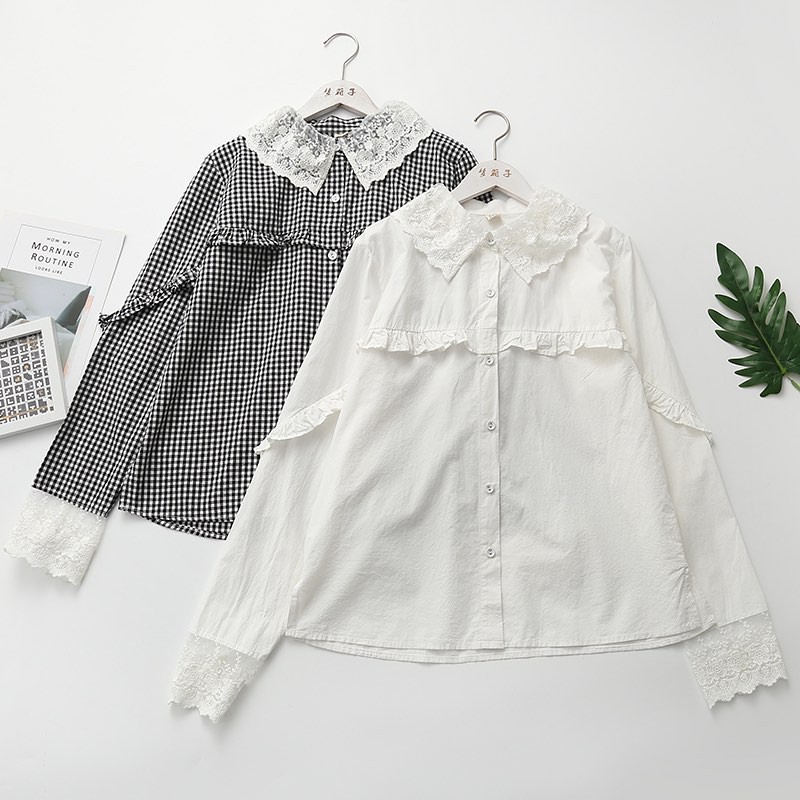 LACE PLAID SHIRT - kemeja hits / shirt hits / kemeja korea / kemeja kekinian / grosir kemeja