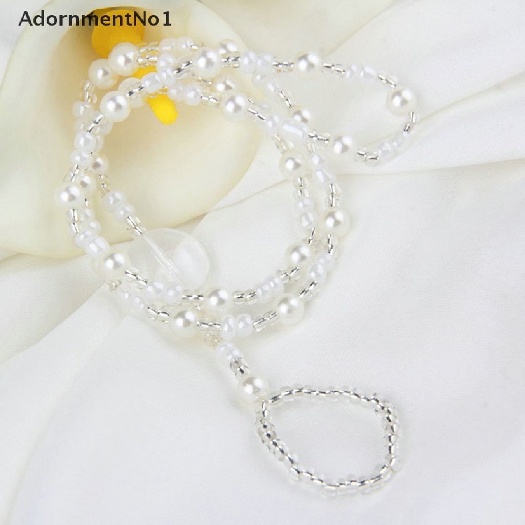 (AdornmentNo1) Gelang Kaki Rantai Aksen Mutiara Imitasi Untuk Perhiasan Wanita / Pantai / Pengantin