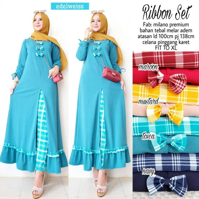 Ribbon Set By Edelweiss | Gamis Syari | Gamis Kekinian | Gamis Busui | Maxy Dress