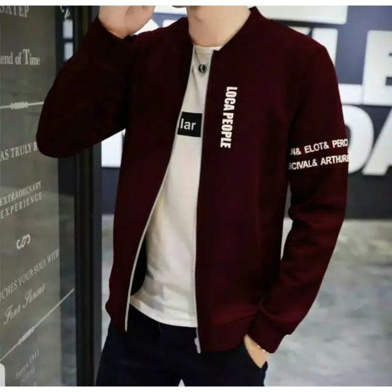 JAKET PRIA LOCA / JAKET PRIA TRENDY / JAKET CASUAL PRIA / JAKET PRIA KEKINIAN / JAKET COWOK MAROON