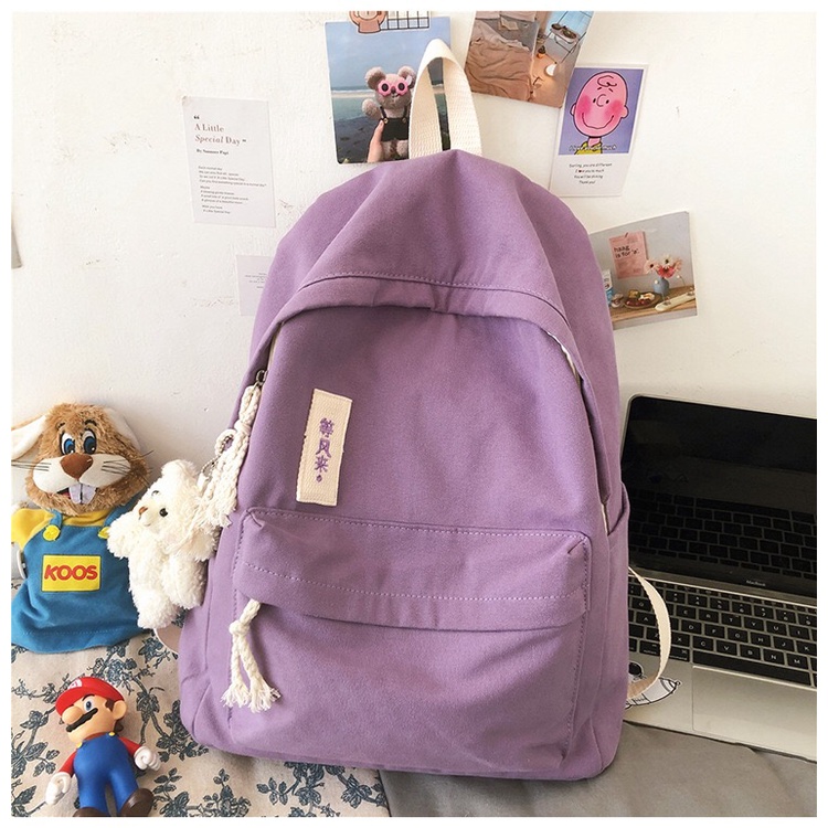 Tas ransel Kanvas wanita Korean canvas Kimi backpack Import pastel polos tas sekolah kuliah remaja