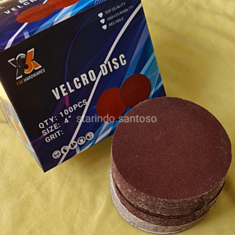 ecer AMPLAS BULAT VELCRO 4 inch grit 60 80 100 120 150 240 ampelas abrasive paper