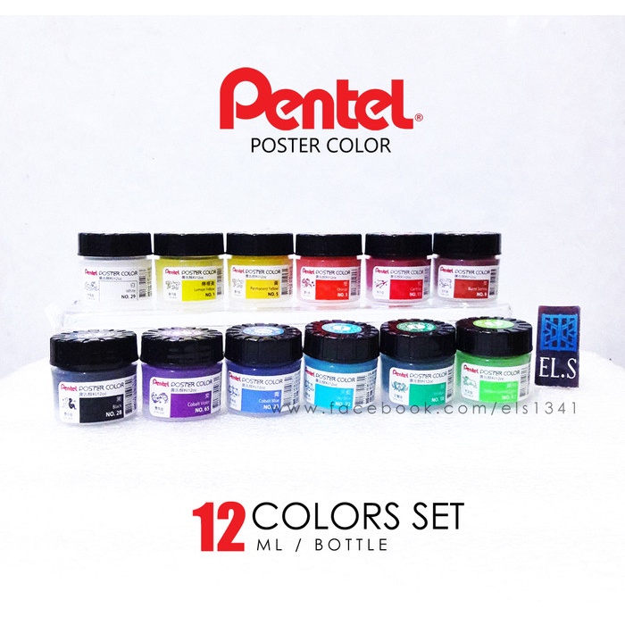 

Pentel Poster Colors Set 12 Warna (12 ml) Cat Poster