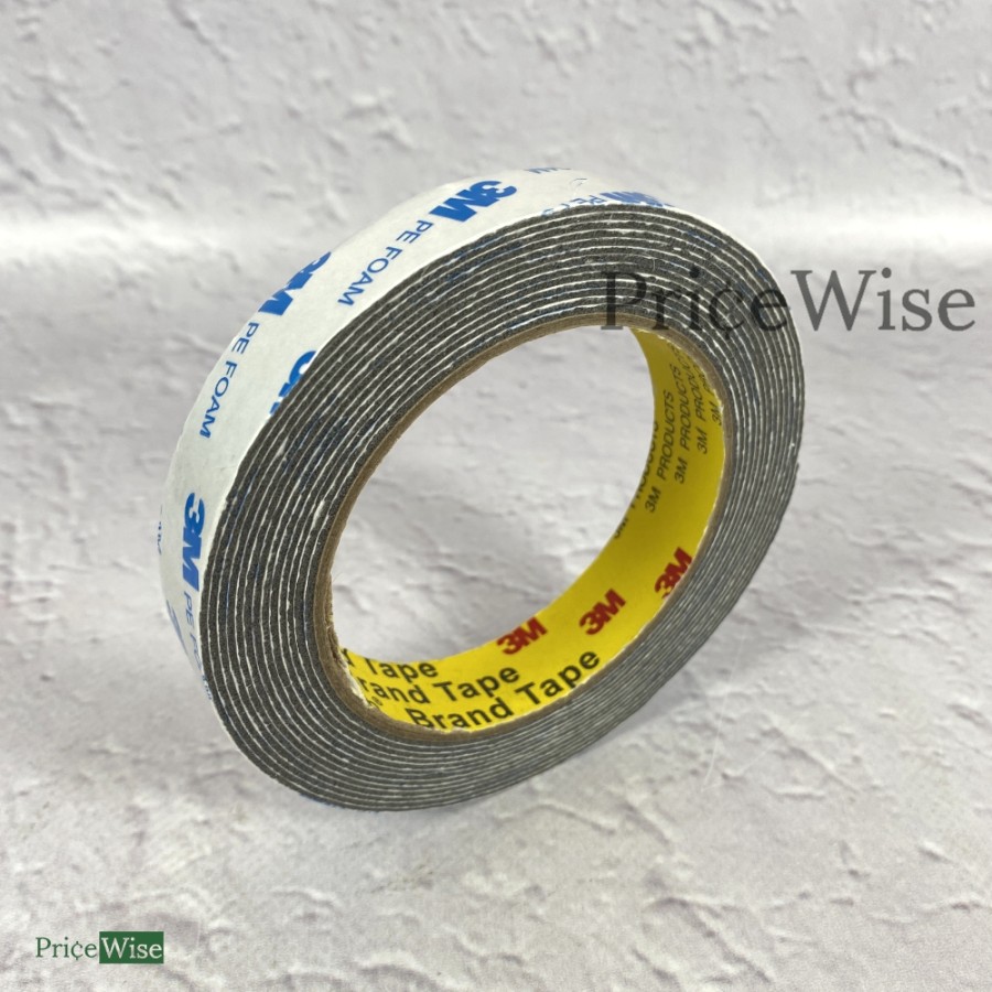 Double Tape 3M FOAM Busa Putih Abu abu 24mm PE High Quality Lem Dobel Perekat Isolasi Lakban Bolak Balik Super Rekat Lim 2 sisi 2.4cm Dobel Tip Wolak Walik Selotip Solatip Penempel Gabus Tri M