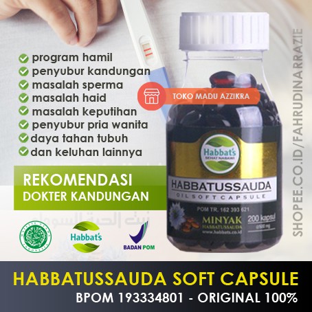 Habbatussauda Habatusauda Oil Soft Capsule Promil Suami Istri 200 Kapsul