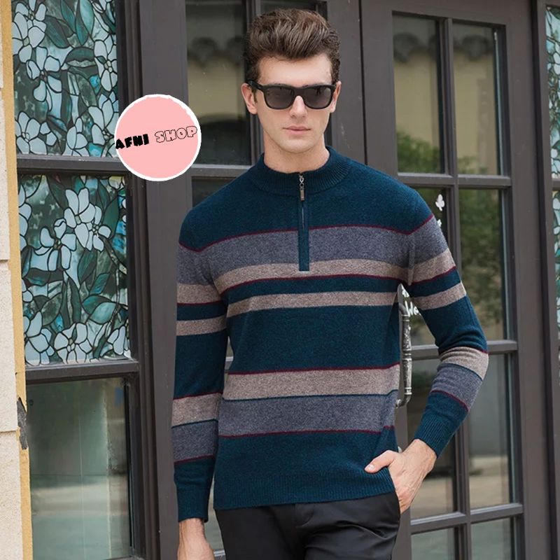 Sweater Pria Rajut Resleting Catton Halus