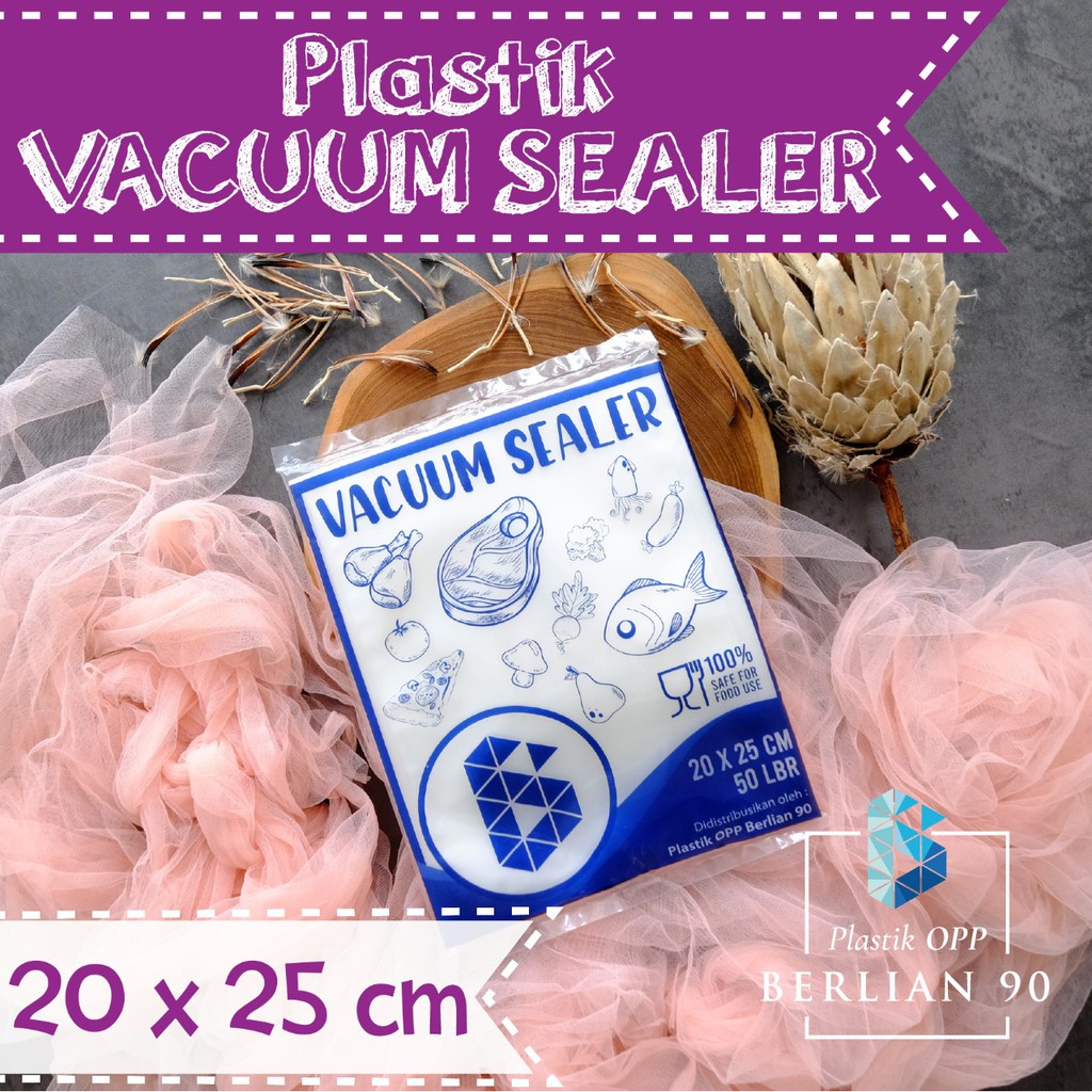 PLASTIK VACUM SEALER 20 x 25 cm / Plastik Vakum Sealer / Plastik Vacuum Makanan Isi 50 Lembar