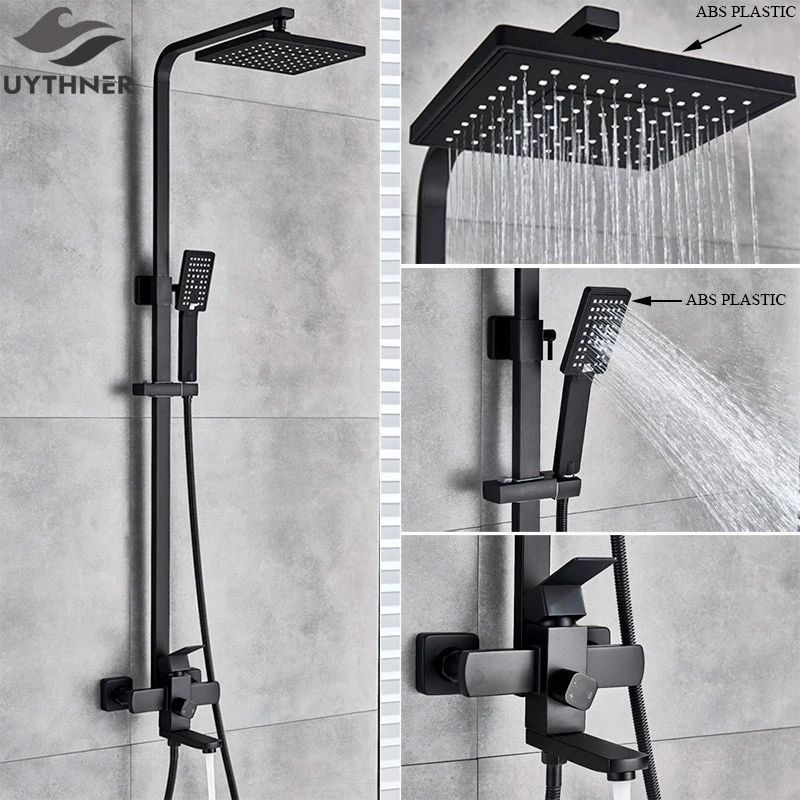 shower tiang set coulomn CARLO FIOTINI minimalis stainless hitam + kran panas dingin PROMO