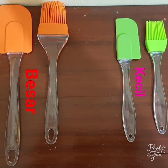 Spatula Kuas Silikon 1set Besar / Kecil Silicon Kue 1 paket set