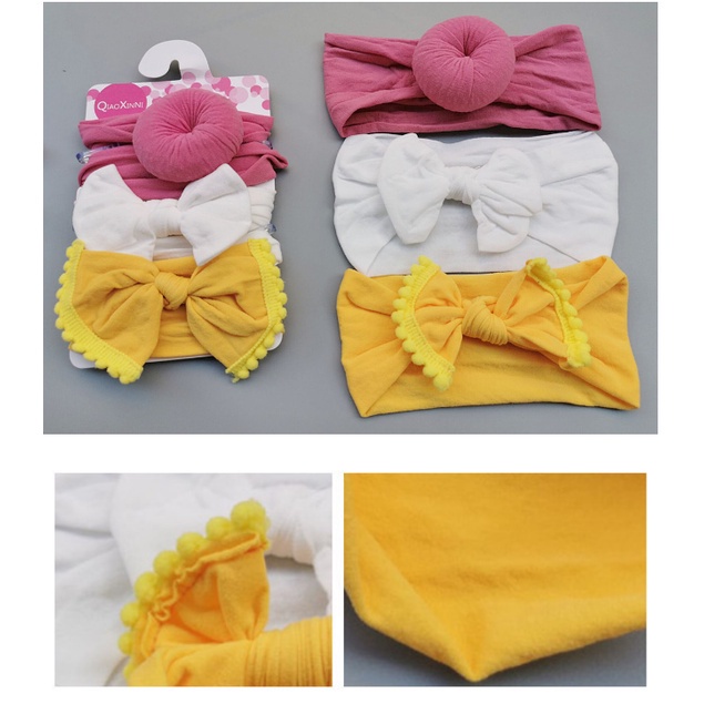 BANDANA BAYI ANAK PEREMPUAN MOTIF BULAT PITA KOREA 3in1 HEADBAND BANDO FASHION IMUT AK37