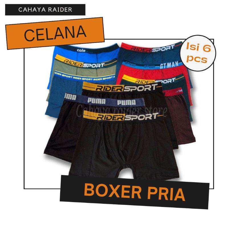 CRD Celana Dalam Pria Boxer katun 6 pcs M L XL XXL