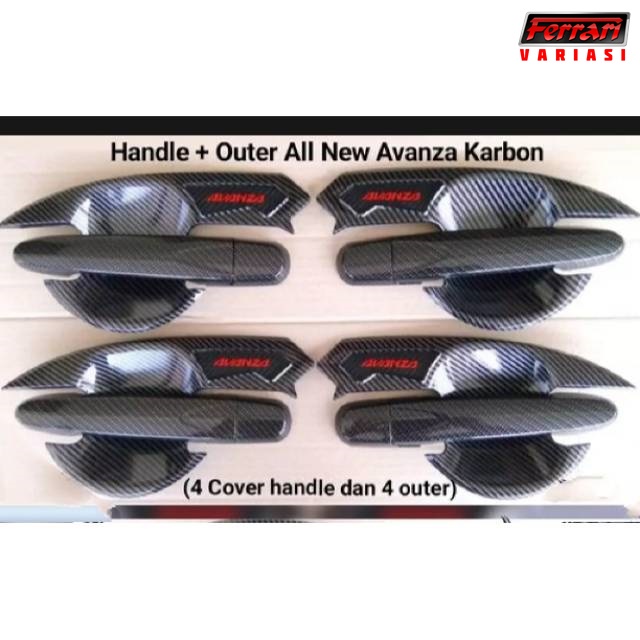 PAKET OUTER HANDLE MOBIL AVANZA/VELOZ 2019 CARBON FERRARI VARIASI