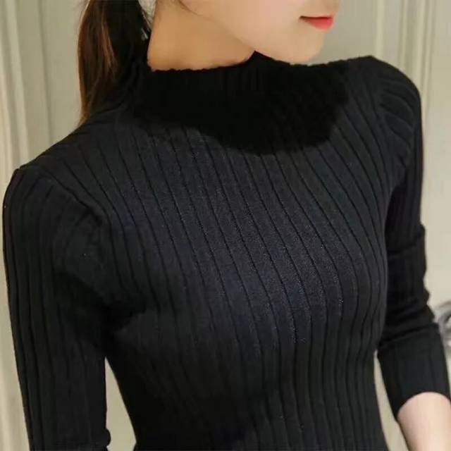 Turtleneck Kerah Tinggi Rajut Daisy Knit Inner