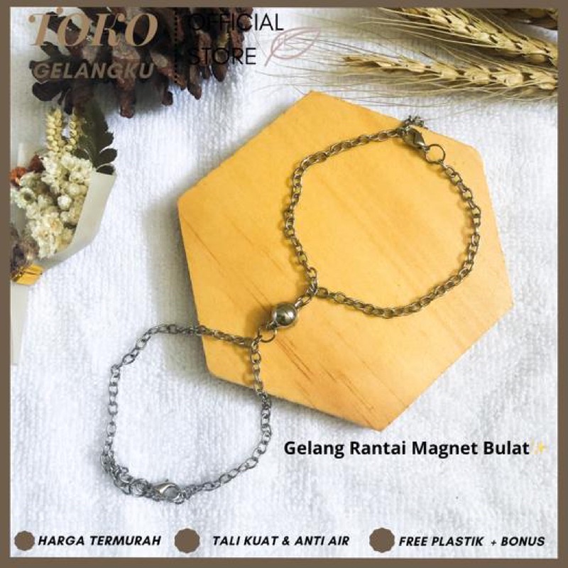 (2 GELANG) GELANG RANTAI COUPLE MAGNET TEBAL ( BELI 10 FREE 1 GELANG POLOS ) / Gelang Tali Huruf Inisial Pria Wanita / Gelang Couple Sahabat Pacar / Bracelet initial Abjad