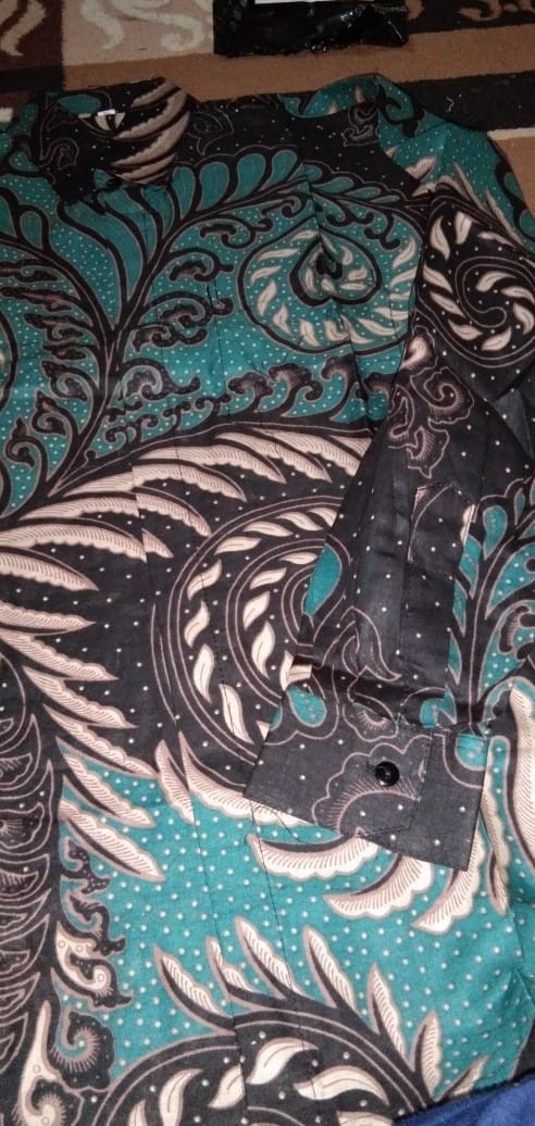 Maura Couple - Sania Ruffle Batik Keluarga Couple Jazy Gamis Syari - Gamis Kerah Jazz Motif Puser