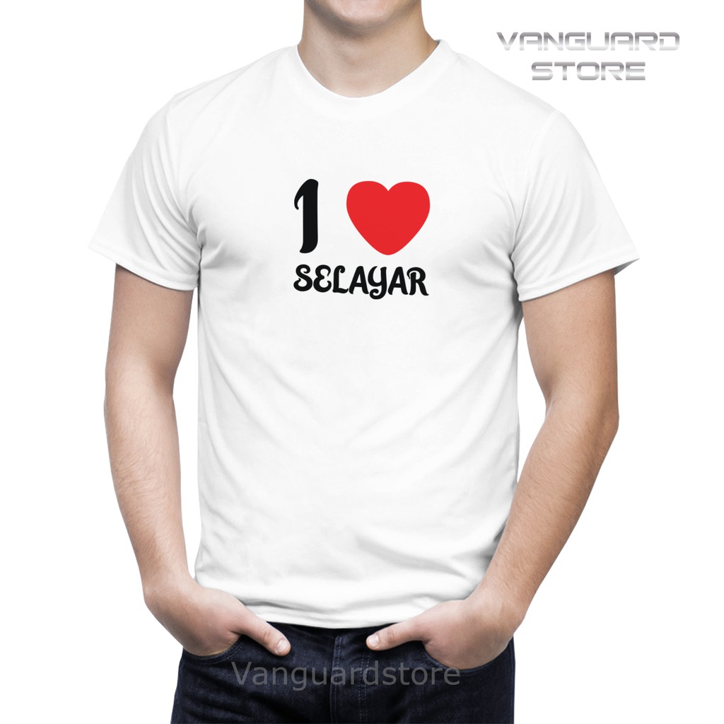 KAOS I LOVE SELAYAR COMBED 20S COWOK WANITA PRIA COWO UKURAN BAYI - DEWASA JUMBO BIG SIZE 0 - 4XL