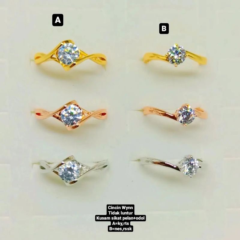 Cincin Wynn replika berlian Eropa diamond,tidak luntur,kusam sikat pake odol,Gratis box,persis asli